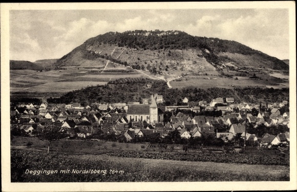 Postcard Deggingen in Württemberg, total view with Nordalbberg