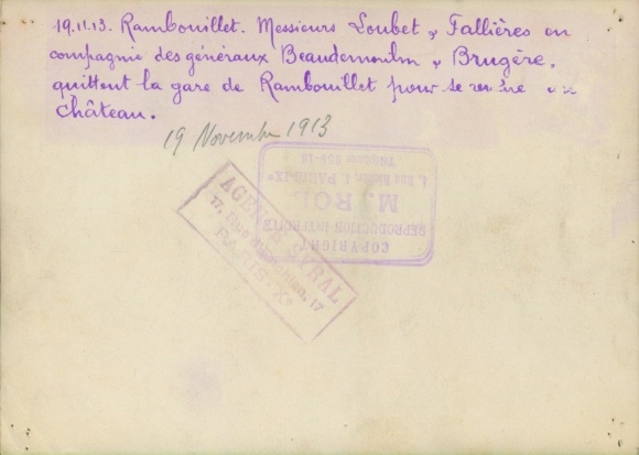 Photo Rambouillet Yvelines, Emile Loubet, Armand Fallieres, November 19, 11913