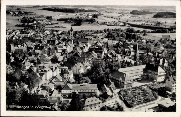 Postcard Wangen im Allgäu, aerial photograph