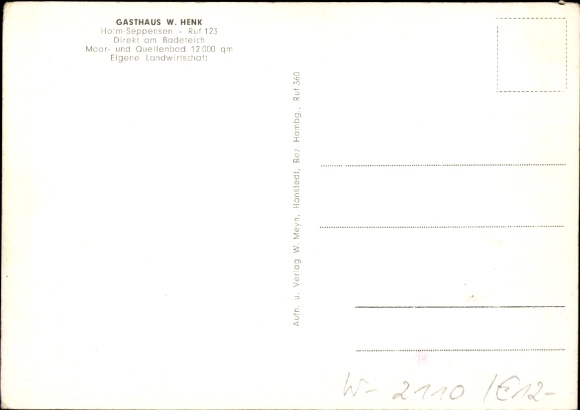 Ansichtkaart Holm Seppensen Buchholz in de Nordheide, Gasthaus W. Henk, vijver