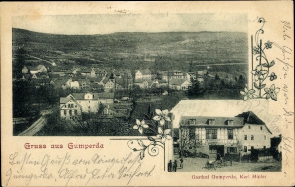 Ak Gumperda in Thüringen, Gesamtansicht, Gasthof Gumperda
