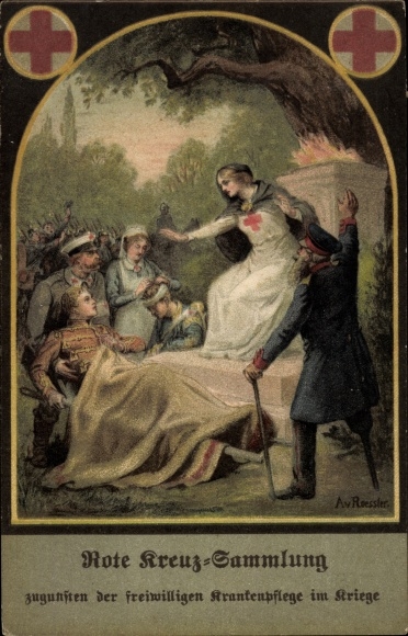 Künstler Ak Roessler, A. v., Rote Kreuz Sammlung, freiwillige Krankenpflege, Krankenschwester