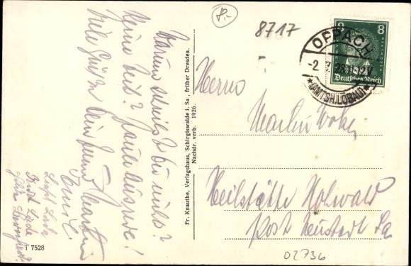 Postcard Picka Oppach in Saxony, Inn zum Waldfrieden, Wiese