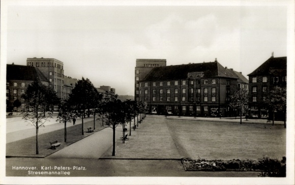 Postcard Hannover, Karl Peters Platz, Stresemannallee