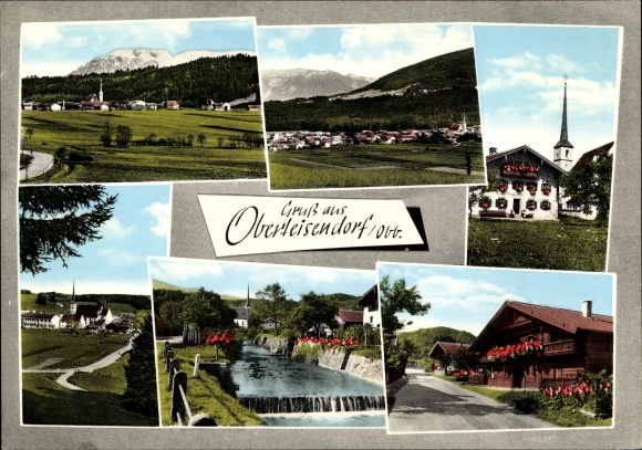 Postcard Oberteisendorf Teisendorf in Upper Bavaria, place with surroundings, weir