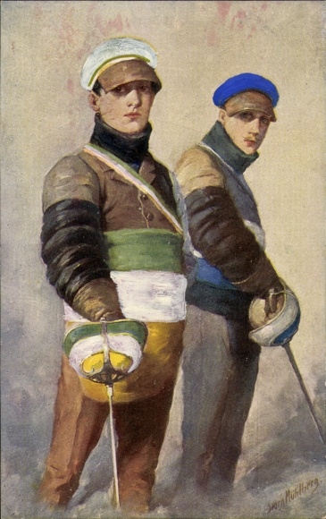 Artist Postcard Mühlberg, G., Seconds, Fencing
