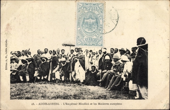 Ak Addis Abeba Äthiopien, Emperueur Menelick et les Ministres europeens