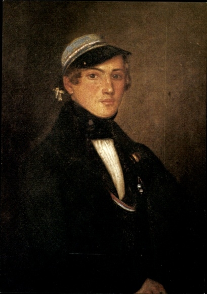 Studentika Postcard Erlangen, Corps Bavaria, Wilhelm August Doederlein as Erlangen Bavarian, portrait