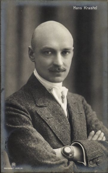 Ak Deutscher Flieger Hans Krastel, Portrait in Zivil