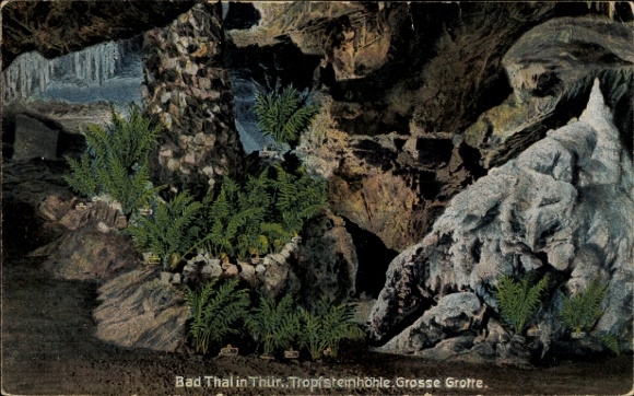 Postcard Bad Thal Ruhla in the Wartburgkreis Thuringia, stalactite cave, Great Grotto