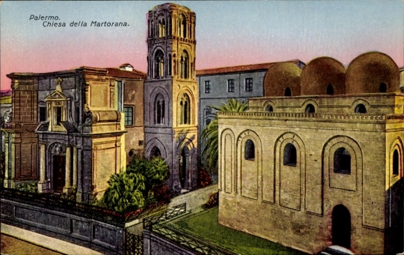 Ak Palermo Sizilien Sicilia Italien, Kirche, Chiesa della Martorana,  Architektur, bunte 