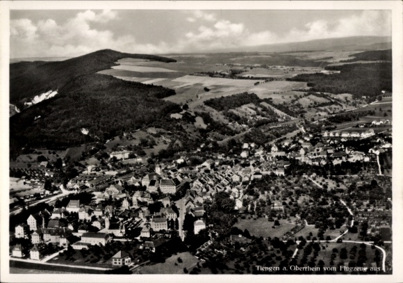 Postcard Tiengen am Oberrhein, aerial photograph