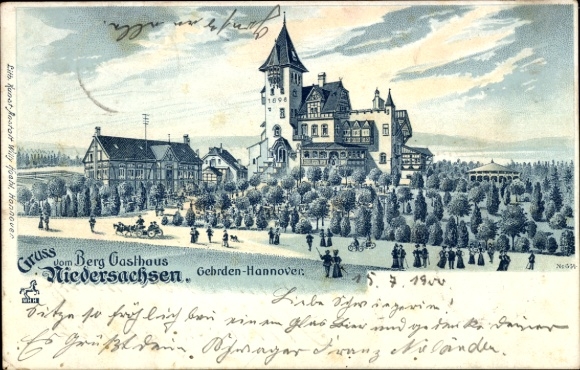 Litho Gehrden bei Hannover in Niedersachsen, Berg Gasthaus Niedersachsen