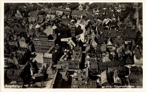 Postcard Augsburg in Swabia, aerial photograph of original aerial photograph, buildings