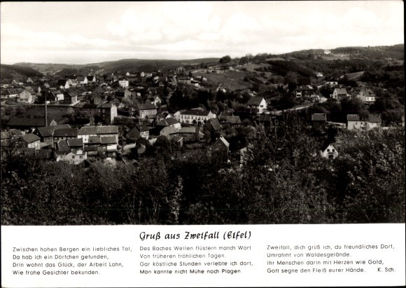 Postcard Zweifall in the Eifel Stolberg in the Rhineland, panorama, poem