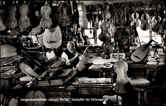 PC Mittenwald Oberbayern, master violin maker Johann Reiter, creator of the octave violin, workshop