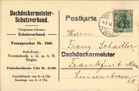 Ak Siegen in Westfalen, Dachdeckermeister-Schutzverband