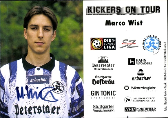 Autograph card footballer Marco Wist, SV Stuttgarter Kickers, autograph