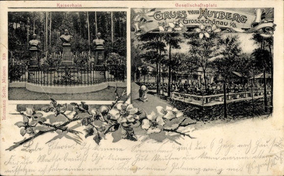 Postcard Großschönau in Upper Lusatia Saxony, Hutberg, Kaiserhain, Gesellschaftplatz