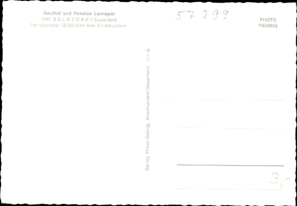 Postcard Selbecke Kirchhundem in Sauerland, Panorama, Gasthof und Pension Lenneper