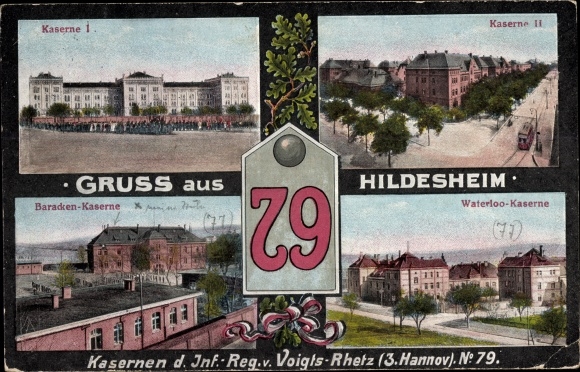 Postcard Hildesheim in Lower Saxony, Inf. Reg. von Voigts Rhetz, No. 79 Waterloo barracks, barracks barracks