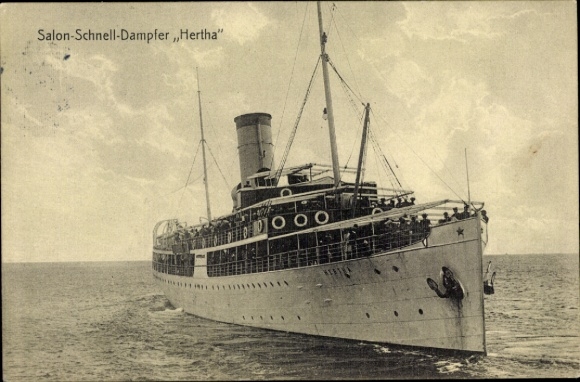 Ak Salon Express Stoomboot Hertha, Braeunlich Stettin Shipping Company