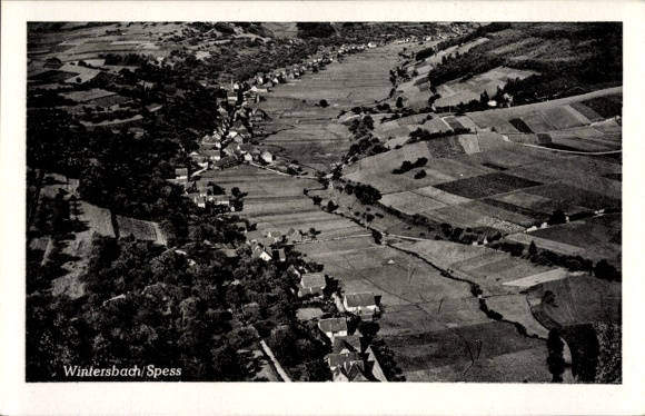 Postcard Wintersbach Dammbach in the Spessart, aerial photograph
