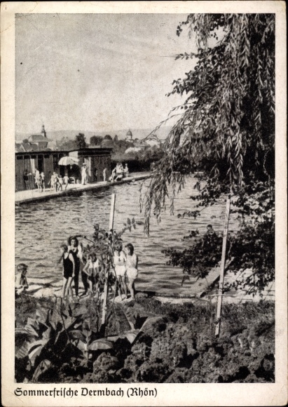 PC Dermbach in der Röhn Thuringia, view of the swimming pool, basin