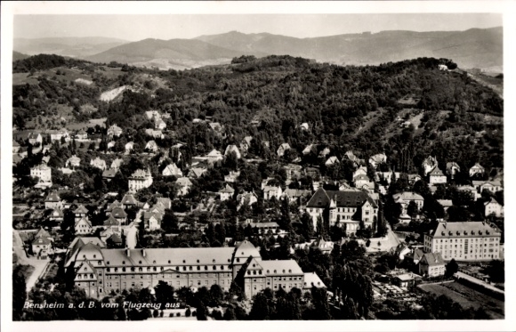 Postcard Bensheim an der Bergstraße Hessen, aerial photograph