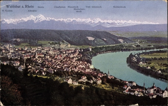 Postcard Waldshut Tiengen am Hochrhein Baden Wüttemberg, Säntis, panorama