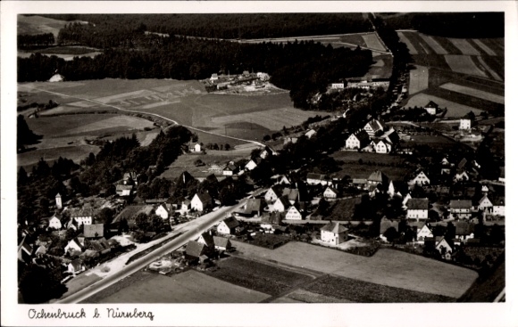 Ak Ochenbruck Schwarzenbruck in Mittelfranken Bayern, Fliegeraufnahme, Panorama vom Ort