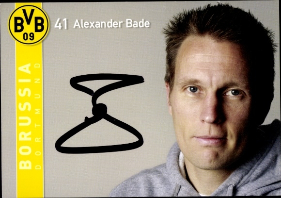 Autograph card footballer Alexander Bade, BVB 09, Borrussia Dortmund, autograph