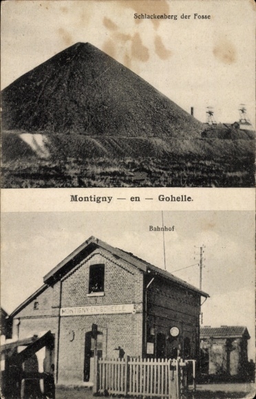 PC Montigny en Gohelle Pas de Calais, train station, slag mountain of the Fosse