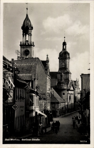 Postcard Bad Muskau in Upper Lusatia, Berliner Straße