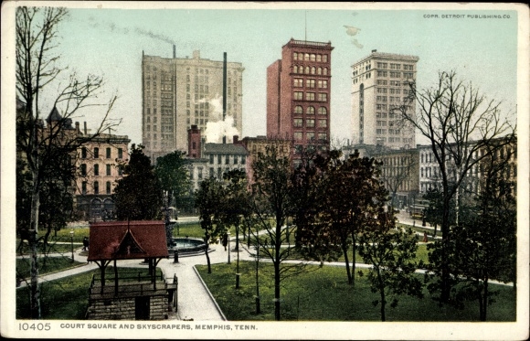 Ak Memphis Tennessee USA, Court Square und Wolkenkratzer