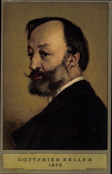 Ganzsachen Ak Gottfried Keller 1872, Schweizer Schriftsteller und Politiker, Bundesfeier