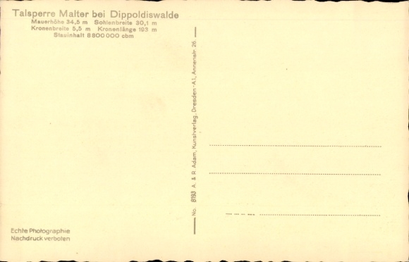 Postcard Malter Dippoldiswalde, Malter Dam, Panorama
