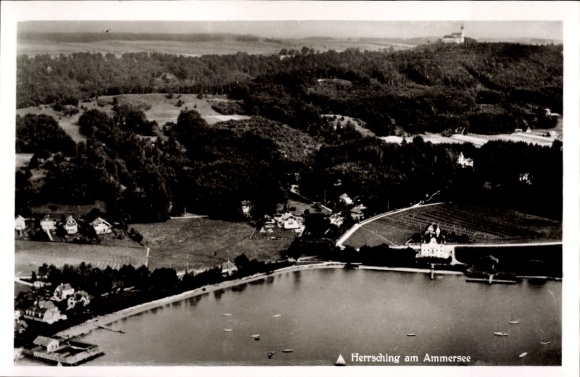 Postcard Herrsching am Ammersee, aerial photograph