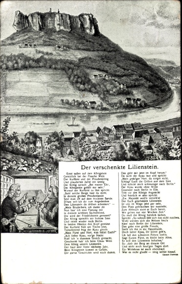 Postcard Bad Schandau an der Elbe, The Lilienstein that was given away
