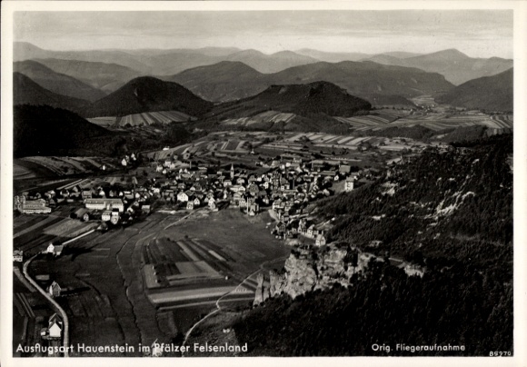 Postcard Hauenstein in the Palatinate, aerial photograph