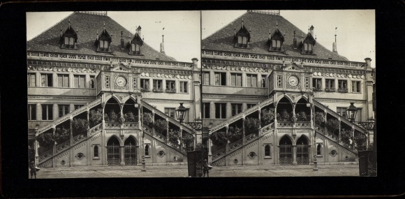 Stereo photo Bern city Switzerland, town hall, 1908