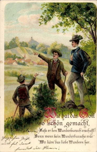 Embosser Postcard How often has that often been so beautiful, Wandering boys