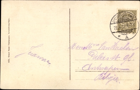 Postcard Luxembourg, Avenue de la Gare, tram 6, hotel