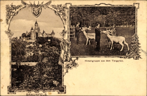 Postcard Braunfels on the Lahn, Hirschgruppe Castle in the Tiergarten