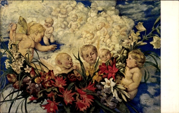 Artist Postcard Thoma, Hans, Angel Cloud