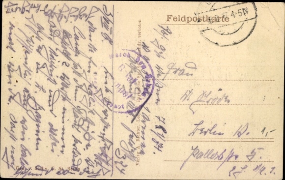 Postcard Pontfaverger Moronvilliers Marne, houses destroyed by grenades
