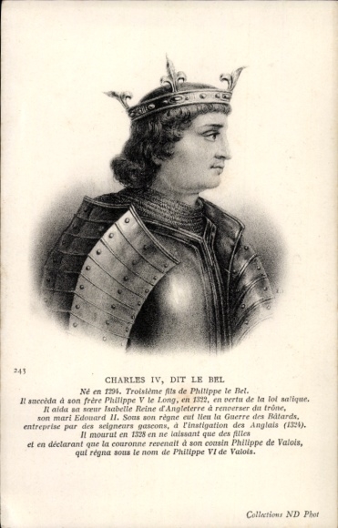 Postcard King Charles IV the Fair, portrait