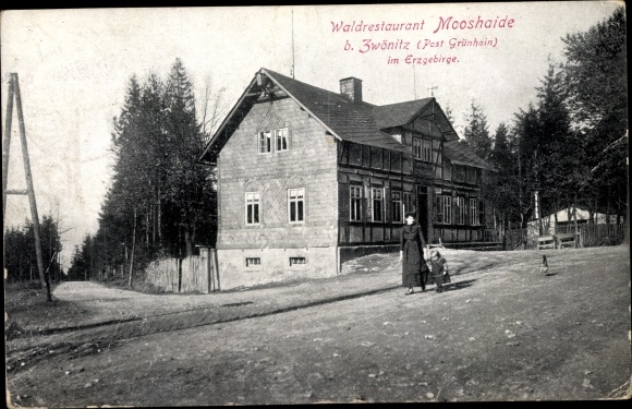 Postcard Zwönitz in the Erzgebirge of Saxony, forest restaurant Mooshaide
