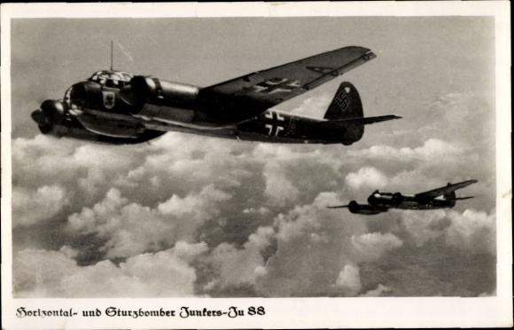 Ak Deutsche Luftwaffe, Kampfflugzeug Junkers Ju 88,  Horizontal- und Sturzbomber