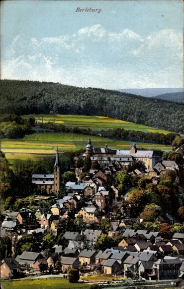 Postcard Bad Berleburg in Westphalia, city view of the former residential town, surrounded by nature